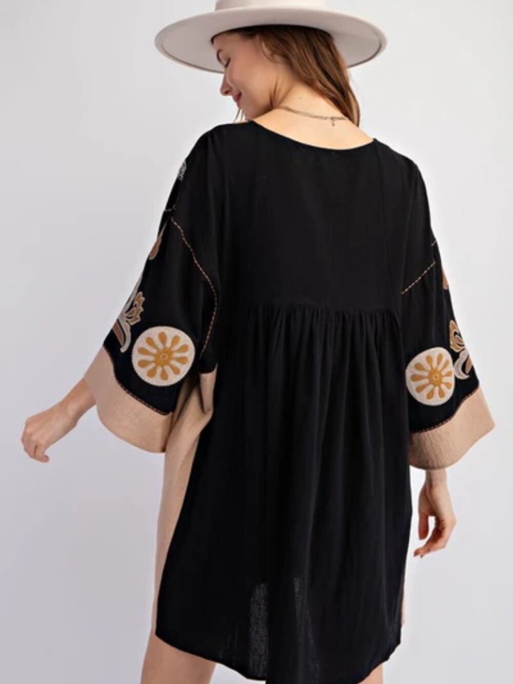 EASEL Golden Hour Babydoll Dress in Black - Picture 7 of 16